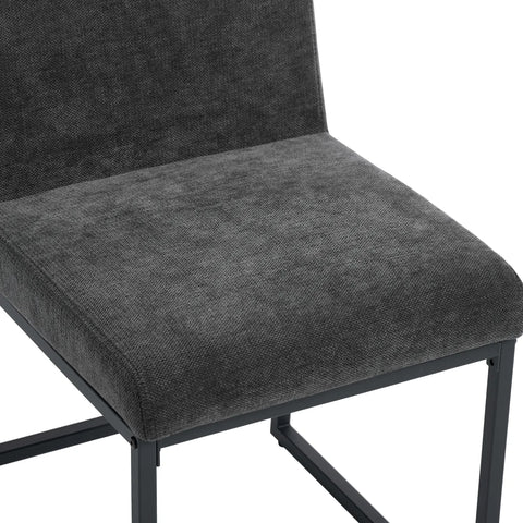 Bralan Dining Chairs,Set of 2 Black Metal Frame | Dark Grey Textured Weave Fabric