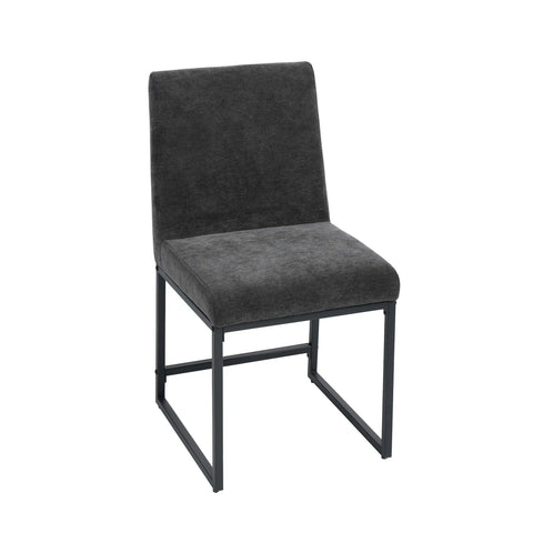 Bralan Dining Chairs,Set of 2 Black Metal Frame | Dark Grey Textured Weave Fabric