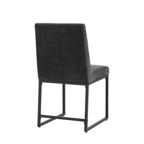 Bralan Dining Chairs,Set of 2 Black Metal Frame | Dark Grey Textured Weave Fabric