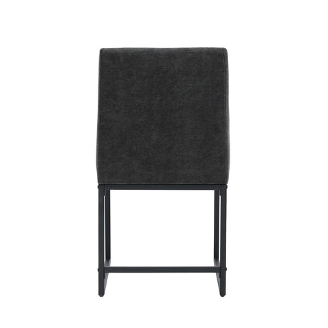 Bralan Dining Chairs,Set of 2 Black Metal Frame | Dark Grey Textured Weave Fabric