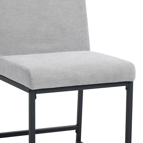 Bralan Dining Chairs,Set of 2 Black Metal Frame | Light Grey Textured Weave Fabric