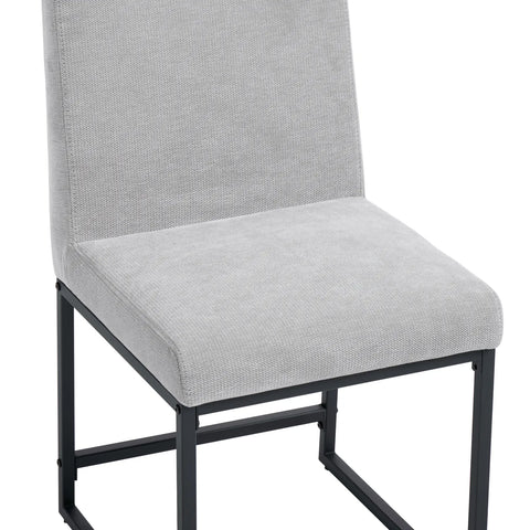 Bralan Dining Chairs,Set of 2 Black Metal Frame | Light Grey Textured Weave Fabric