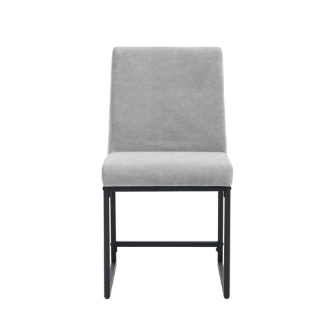 Bralan Dining Chairs,Set of 2 Black Metal Frame | Light Grey Textured Weave Fabric