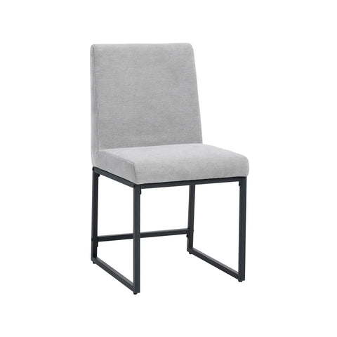 Bralan Dining Chairs,Set of 2 Black Metal Frame | Light Grey Textured Weave Fabric