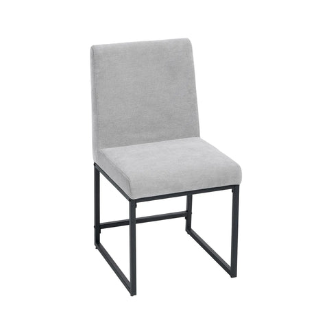 Bralan Dining Chairs,Set of 2 Black Metal Frame | Light Grey Textured Weave Fabric