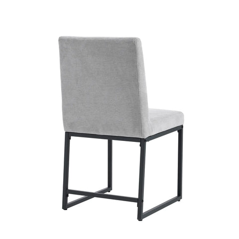 Bralan Dining Chairs,Set of 2 Black Metal Frame | Light Grey Textured Weave Fabric