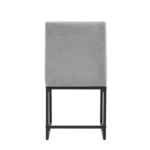 Bralan Dining Chairs,Set of 2 Black Metal Frame | Light Grey Textured Weave Fabric