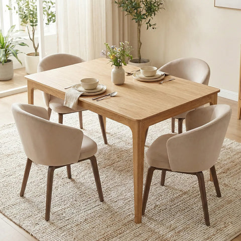 Bramble Scandinavian Oak Effect 4-6 Seater Rectangle Wooden Dining Table - 140cm