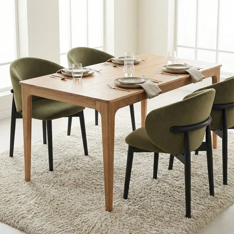 Bramble Scandinavian Oak Effect 4-6 Seater Rectangle Wooden Dining Table - 140cm