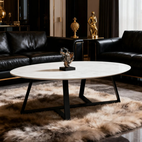 Bristol Stone-Top Oval Coffee Table