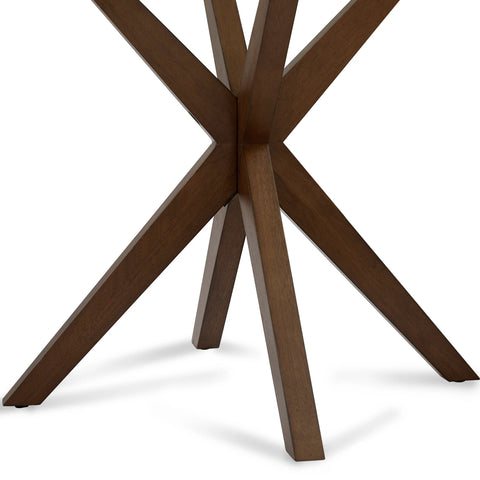 Broklyn Glass Top & Wooden Base Round Dining Table - 120cm