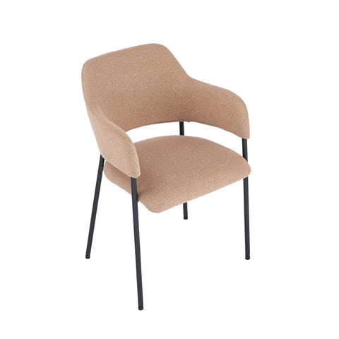 Candice Set of 2 Light Orange Dining Chairs with Black Metal Frame
