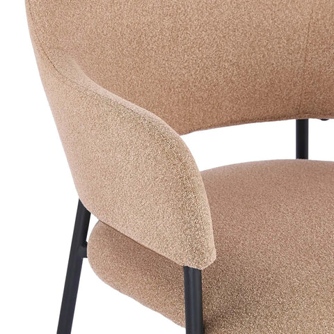 Candice Set of 2 Light Orange Dining Chairs with Black Metal Frame
