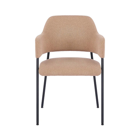 Candice Set of 2 Light Orange Dining Chairs with Black Metal Frame
