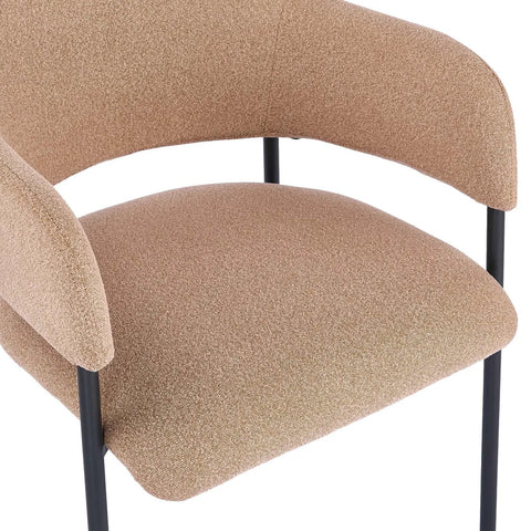 Candice Set of 2 Light Orange Dining Chairs with Black Metal Frame