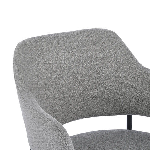 Candice Set of 2 Grey Dining Chairs with Black Metal Frame
