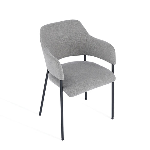 Candice Set of 2 Grey Dining Chairs with Black Metal Frame