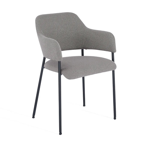 Candice Set of 2 Grey Dining Chairs with Black Metal Frame
