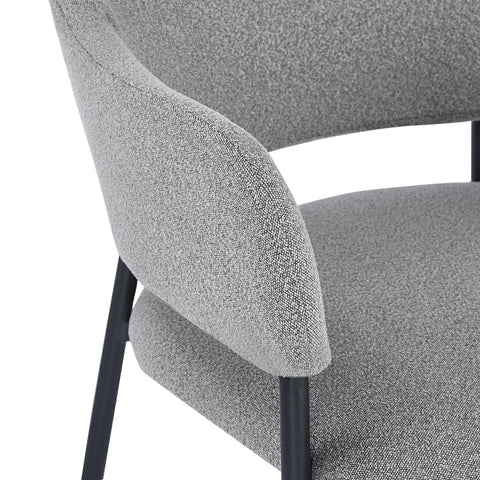 Candice Set of 2 Grey Dining Chairs with Black Metal Frame