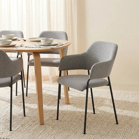 Candice Set of 2 Grey Dining Chairs with Black Metal Frame