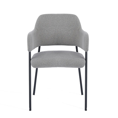 Candice Set of 2 Grey Dining Chairs with Black Metal Frame
