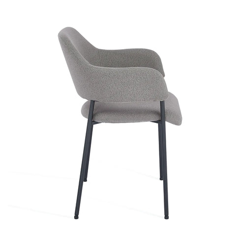Candice Set of 2 Grey Dining Chairs with Black Metal Frame