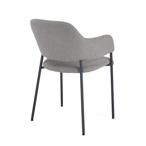 Candice Set of 2 Grey Dining Chairs with Black Metal Frame
