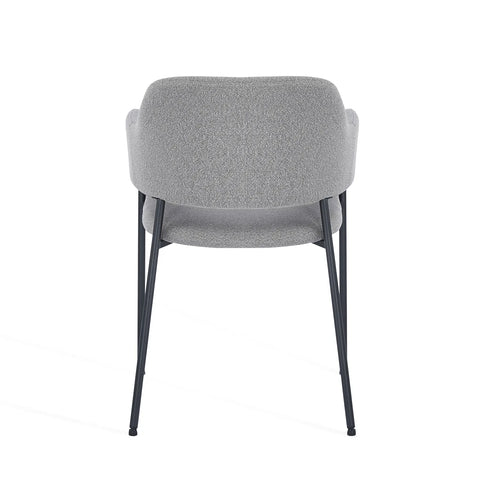 Candice Set of 2 Grey Dining Chairs with Black Metal Frame