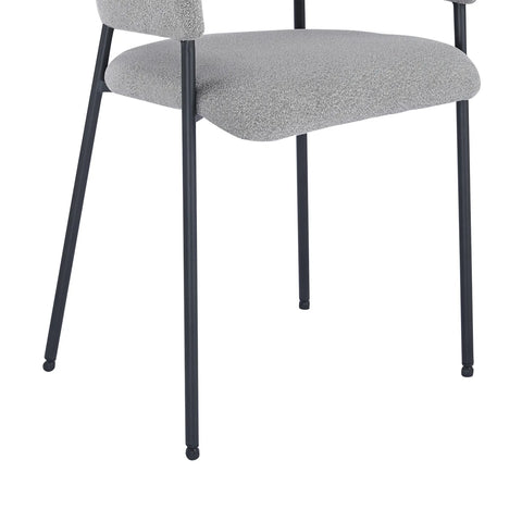 Candice Set of 2 Grey Dining Chairs with Black Metal Frame