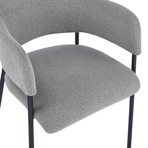 Candice Set of 2 Grey Dining Chairs with Black Metal Frame