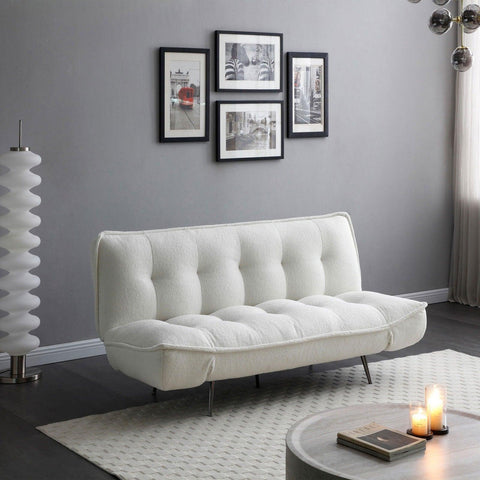 Cassidy Convertible Sofa Bed in Cream (Single) - Furnt