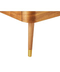 Cedar White Marble-Top Square Coffee Table with Brown Wood Legs