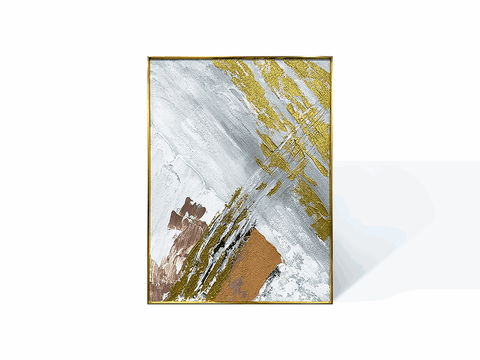 Celestial Shores Gilded Horizon Abstract Oil Painting - Furnt