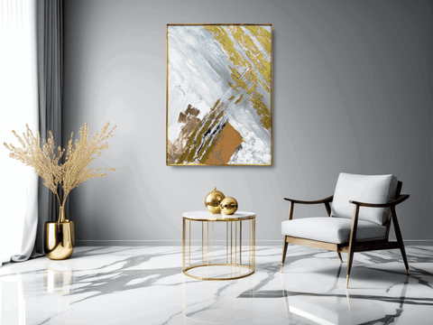 Celestial Shores Gilded Horizon Abstract Oil Painting - Furnt