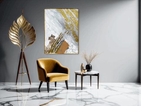 Celestial Shores Gilded Horizon Abstract Oil Painting - Furnt