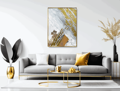 Celestial Shores Gilded Horizon Abstract Oil Painting - Furnt