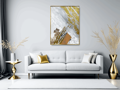 Celestial Shores Gilded Horizon Abstract Oil Painting - Furnt