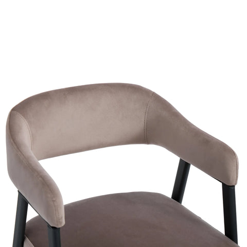 Chelsea Set of 2 Black Metal Frame and Grey Velvet Dining Chairs