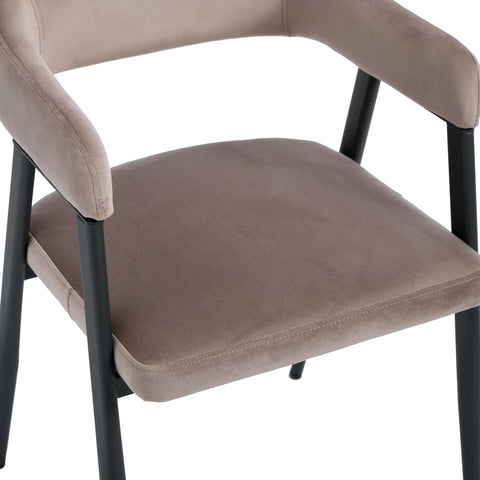 Chelsea Set of 2 Black Metal Frame and Grey Velvet Dining Chairs
