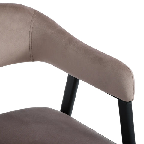 Chelsea Set of 2 Black Metal Frame and Grey Velvet Dining Chairs