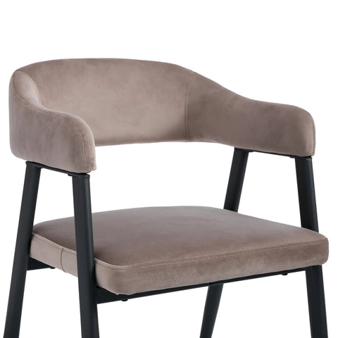 Chelsea Set of 2 Black Metal Frame and Grey Velvet Dining Chairs