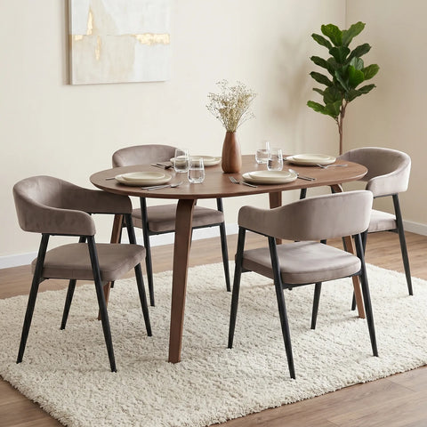 Chelsea Set of 2 Black Metal Frame and Grey Velvet Dining Chairs