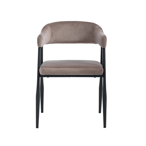 Chelsea Set of 2 Black Metal Frame and Grey Velvet Dining Chairs