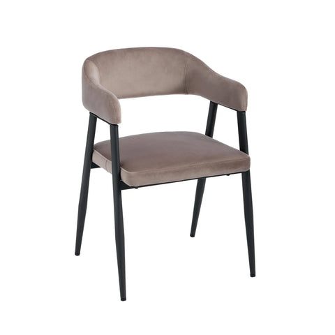 Chelsea Set of 2 Black Metal Frame and Grey Velvet Dining Chairs