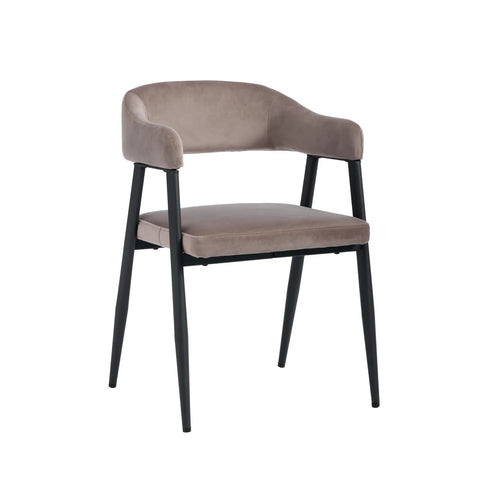 Chelsea Set of 2 Black Metal Frame and Grey Velvet Dining Chairs