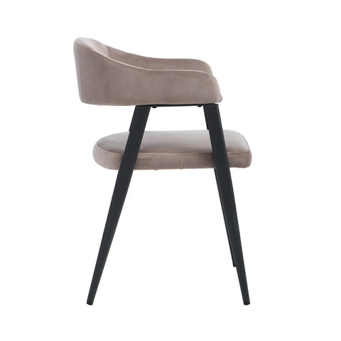 Chelsea Set of 2 Black Metal Frame and Grey Velvet Dining Chairs
