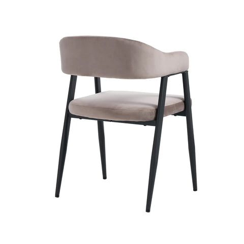 Chelsea Set of 2 Black Metal Frame and Grey Velvet Dining Chairs