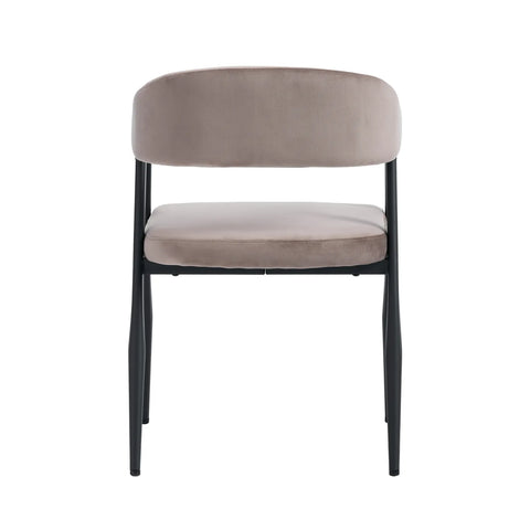 Chelsea Set of 2 Black Metal Frame and Grey Velvet Dining Chairs