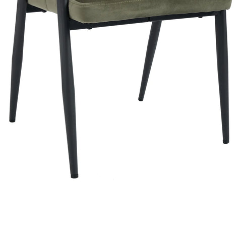 Chelsea Set of 2 Black Metal Frame and Olive Green Velvet Dining Chairs
