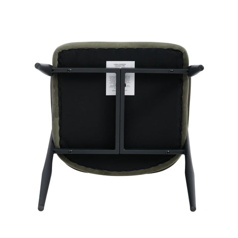 Chelsea Set of 2 Black Metal Frame and Olive Green Velvet Dining Chairs